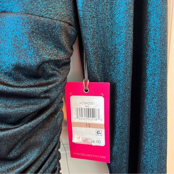 Vince Camuto Shimmering Teal Long Sleeve Dress - Picture 7 of 16